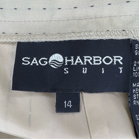 Size 14 Sag Harbor Beige Pinstriped Dress Pants Stretch Waistband Large - Picture 6 of 8